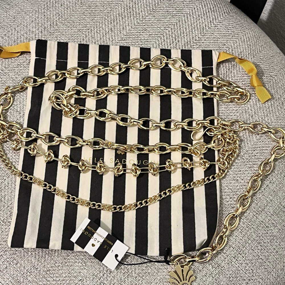 LELE SADOUGHI NWT AUTHENTIC GOLD MIXED-CHAIN CLASSIC CHAIN BELT